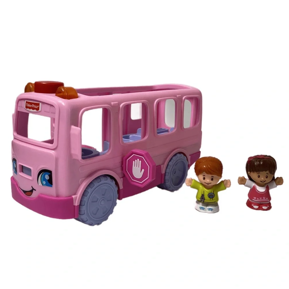 Vintage Fisher Price Little Movers Pink School Bus Sit With Me Little People Toy